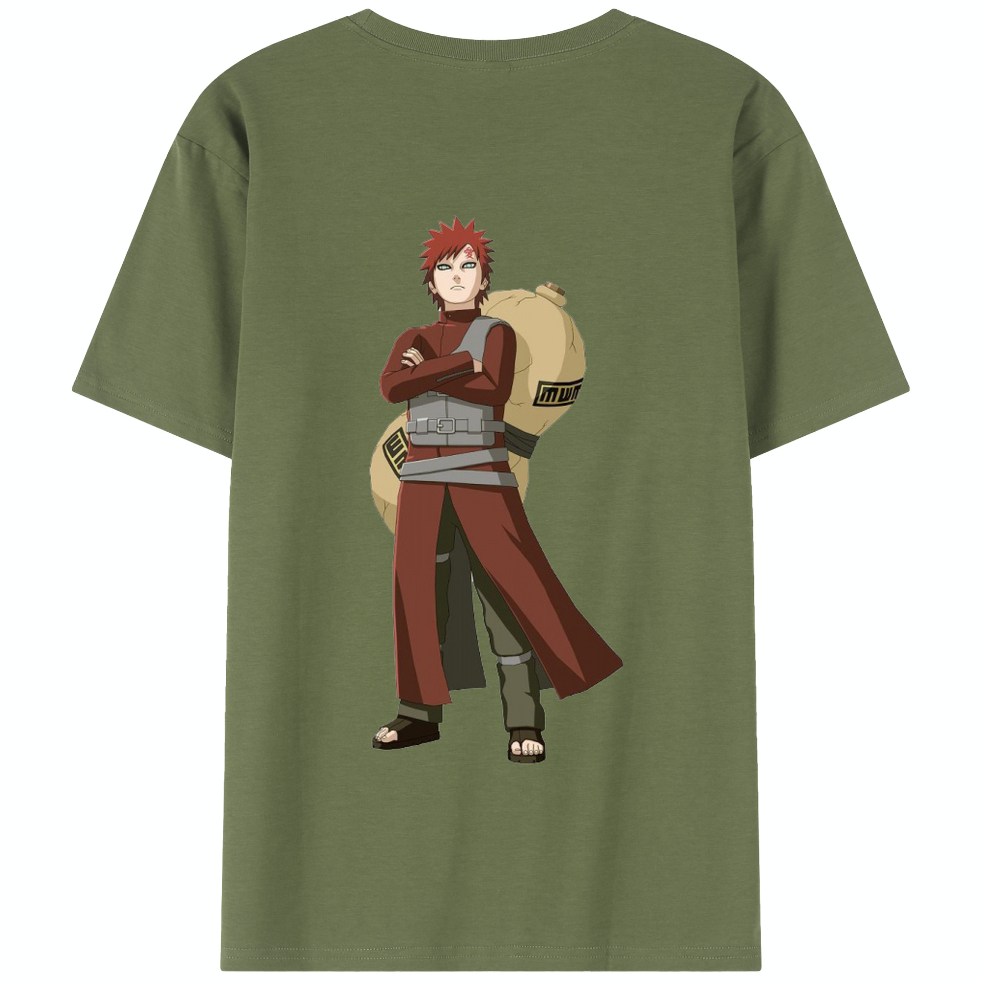 （画像用） NARUTO -ナルト- ガアラ Gaara 綿100％半袖Tシャツ（背面プリント）